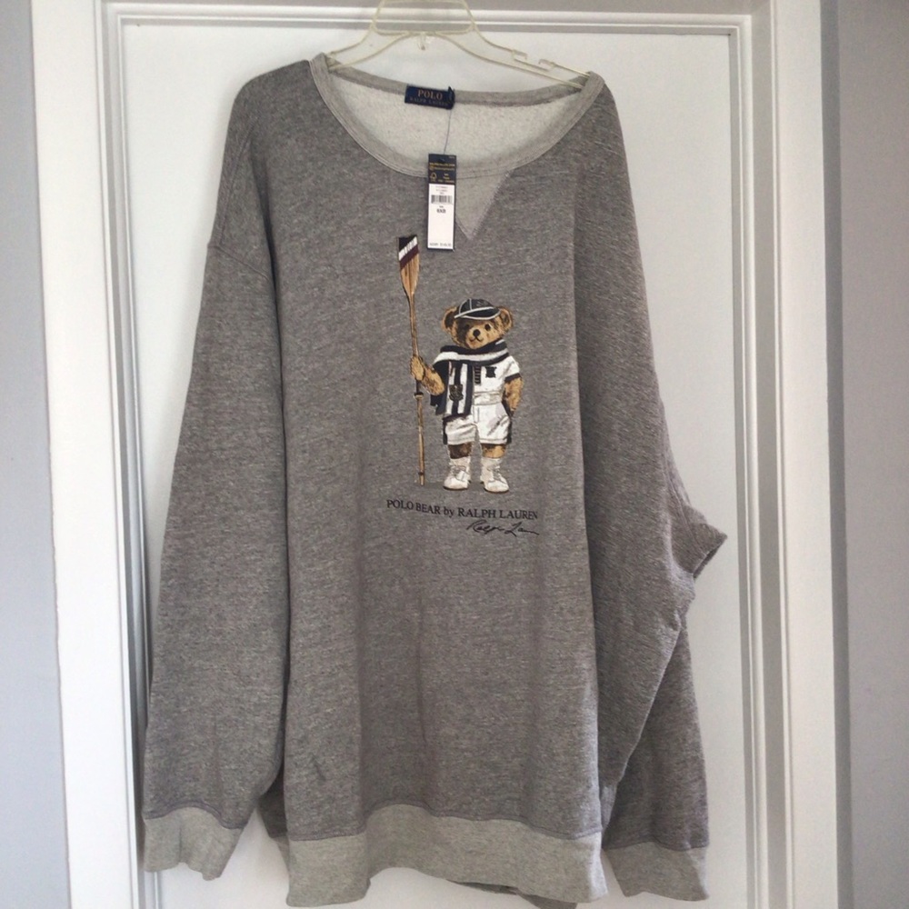 New Polo Ralph Lauren Polo Boat house Bear gray Sweatshirt Size 6 X PLUS